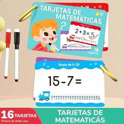 beartale 16pcs Hook And Loop Horizontal Number Cards, Kids Basic Addition Hands-On Learning Toy, Double-Side Multiplication Table Flashcards, Preschool Math Quick Calculation Training, Home School Classroom Whiteboard Teaching Tools