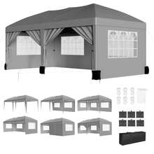 Toldo desplegable de Pulgadas con  Paredes Laterales, Tienda de campaña instantánea portátil al Aire última intervensión, Tienda de campaña Plegable Impermeable, Carpa versátil para Camping - Gris - 10x20 pies con paredes laterales - Ver 1