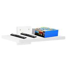Floating Projector Wall Mount TV ShelfWooden Wall Mounted Under TV Floating Shelf For Projector  DVD Player Game Console Cable Box 1Tier White - White - View 8