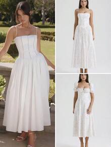 Fairy Temperament Fashionable High-End French Strap Gentle Dress Slimming Floral Strap Dress - White - View 2