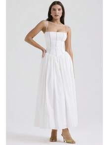Fairy Temperament Fashionable High-End French Strap Gentle Dress Slimming Floral Strap Dress - White - View 12