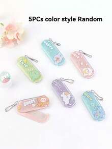 5pcs/Set (Random Style) Foldable Travel Comb And Mirror Set, Creative Cartoon Compact Folding Mirror Comb For Students, Portable Cute Makeup Mirror Comb Set, Mini Comb, Small Portable Folding Makeup Mirror Comb, Massage Comb, Suitable For Outdoor Travel And Home Use, Unisex,Giveaways,Travel,Cheap Stuff,Travel Essential - Multicolor - View 12