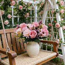 4 Artificial Flower Simulation Rose Bouquets Silk Daisies Dandelion Flowers Loose Wedding Home Party Decoration Dining Table Centerpiece, Pink Colors - Pink - View 3