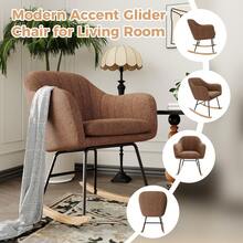 Mecedora de guardería, mecedora tapizada de chenilla, cómoda silla de lactancia para interiores, sillón con respaldo, cómoda silla auxiliar para sala de estar, dormitorio y oficina. - Marrón - Ver 7