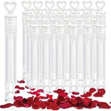 24/48/60pcs White Heart Shaped Bubble Wands Bulk Pack, Suitable For Wedding Party, Mini Heart Bubble Sticks, Bridal, Anniversary, Graduation, Birthday Supplies (Empty Bottle, No Bubble Liquid) - Multicolor - View 3