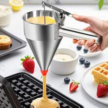 Dụng cụ rót bột làm bánh kếp bằng thép không gỉ - Dụng cụ rót bột làm bánh donut có chân đế, vòi chống rò rỉ và tay cầm bóp, kiểm soát chính xác cho bánh kếp, bánh quế, bánh cupcake và các loại bánh nướng khác. - Nhiều màu - Xem 1