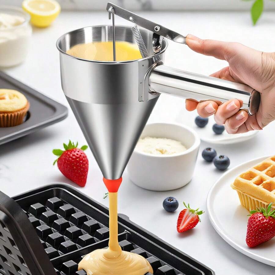 Dụng cụ rót bột làm bánh kếp bằng thép không gỉ - Dụng cụ rót bột làm bánh donut có chân đế, vòi chống rò rỉ và tay cầm bóp, kiểm soát chính xác cho bánh kếp, bánh quế, bánh cupcake và các loại bánh nướng khác. - Nhiều màu - Xem 1