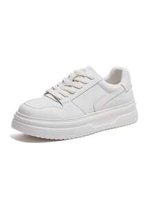 CAMEL CROWN Men's Outdoor Casual Shoes, Four Seasons Style Small White Shoes Thick Bottom Fashion Hundred Board Shoes Commuting Couple Daily Casual Shoes - Beige/white - View 2