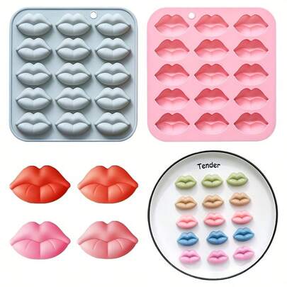 1pc 15-Cavity Silicone Lip Shaped Mold, Funny Lip Decor DIY Accessory Suitable For Jewelry, Pendant, Desktop Decoration Craft Making (2 Color Options)