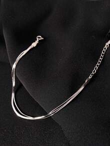 1 Peça Pulseira Delicada de 3 Camadas em Prata 925, Projetada para Meninas e Meninos, Hipoalergênica, Adequada como Presente de Aniversário para Adolescentes de 14+ Anos - Três andares - Visão 6