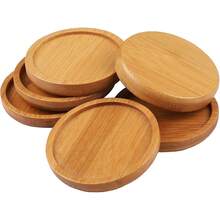 6pcs 3 Inch Bamboo Round Plant Saucer Mini Flower Pot Tray For Cactus Flower Planter Bonsai Pots Indoor Outdoor Plant Container Pot Holder - 3 Inch - View 2