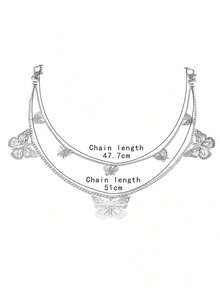 1pc Men Silver Metal Trouser Chain Fashionable Multi Layer Hollow Butterfly Pendant Chain Punk Hip Hop Style Accessory For Jeans Decoration Halloween Summer School Autumn Winter Accessories Halloween Costume Suitable For Teens Youth Men Casual Outdoor Ath MQ19 - 銀色 - 查看 4