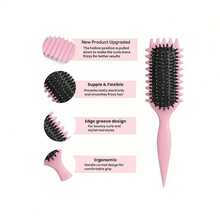 Special Brush For Curly Hair Types, Reduces Tangles And Pulling For Softer, More Defined Curls - Hồng-1PC - Xem 6