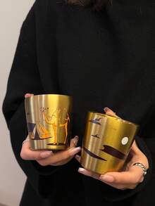 Golden Double Wall Stainless Steel Cup 175ml - Premium Insulated Desert Camel Design Mug | Middle East Style Travel Tumbler | Gift Ramadan Eid - Gold - View 7