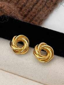5 Pairs Luxury Fashion Elegant Versatile Geometric Circle Flower Stud Earrings Set, Suitable For Women's Daily And Holiday Wear - Five-piece Set - Style a - View 10