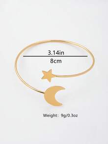 1pc Line Star & Moon Shaped Gold Metal Armband, Minimalist Classic Luxury Party Jewelry - Golden - View 3