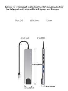 Estación de acoplamiento multifunción de aleación de aluminio 8 en 1 Tipo C, con puerto Ethernet, lector de tarjetas USB, HUB - Interfaz plateada-TypeC - Ver 12
