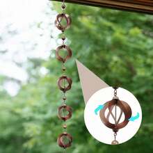 Metal Rain Chain For Outside Adjustable Rain Catcher Chain With Bell For Gutters Outside Eaves Drainage Downspout, For Divert Water And Home Display - Rotating Rain Chain - View 9