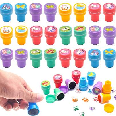 10/20pcs Easter Colorful Self-Inking Stamp Set, Includes 10 Patterns, Plastic Stamps, Suitable For Kids Boys Girls, Easter Egg Fillers, Classroom Rewards, Party Favors, Gift Bag Fillers, Carnival Prizes, School Stamps, Random Colors And Designs
