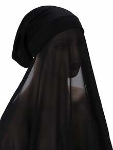 1 pieza Hiyab instantáneo de unicolor, de gasa transpirable y conveniente para mujeres musulmanas - Negro - Ver 3