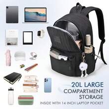 6x13x17 Inch Personal Bag Air Canada Carry On Travel Backpack Underseat Travel Bag Lightweight Laptop Backpack - Black - View 4