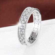 1pc Geometric Hollow Flower Design Cubic Zirconia Inlaid Fashion Ring For Women - Multicolor - View 23