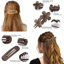12 PCS Flat Hair Claw Clips For Women,Flower Hair Clips For Thick Or Thin Hair,4 Styles Matte Hair Clips Strong Hold Jaw Hair No Slip Grip Hair Claw Clips For Women Girls Gifts - Apricot - View 7