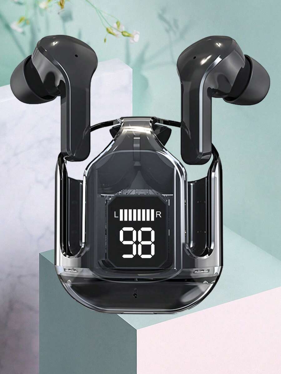 New Transparent Touchscreen Low Latency TWS Wireless Earbuds, Type-C Charging, Bluetooth 5.3 Semi-In-Ear Wireless Sports Earphones With Super Long Battery Life