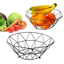 1pc White/Black Fruit Basket, Metal Wire Fruit Bowl, Kitchen Counter Fruit Basket, Fruit Basket, Vegetables Bread Snacks, Kitchen Gadget (Square Short, Black) - Multicolor - View 1