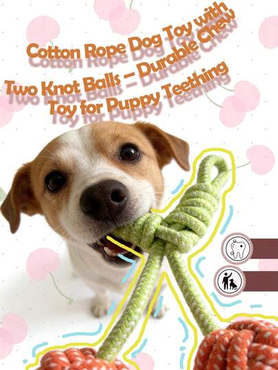 Cherry Knot Pet Toy, Chew-Resistant Suitable For Medium & Small , Boredom Relief & Companion, Cherry-Shaped Dog Rope Toy, Braided Chew-Resistant, Puppy Teething & Dental Care, Pet Companion Toy
