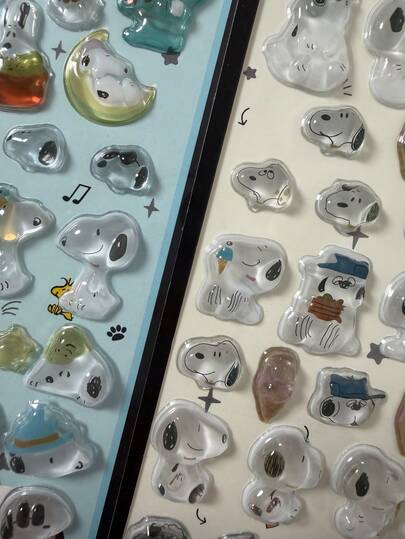 SNOOPY 1张儿童动漫卡通3D贴纸，可爱动物猫咪贴纸，DIY手工3D贴纸，适用于DIY手机壳、DIY贴纸笔记本、DIY手工、笔记本电脑、礼品包装、派对装饰，完美的节日礼物，送给粉丝和朋友的礼物，返校礼物（款式随机）