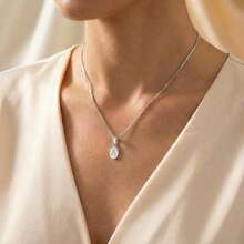 Women's Initial Letter Necklace With Engraved Plate (45cm) 18k Gold Plated, Hypoallergenic - Vàng - Xem 3