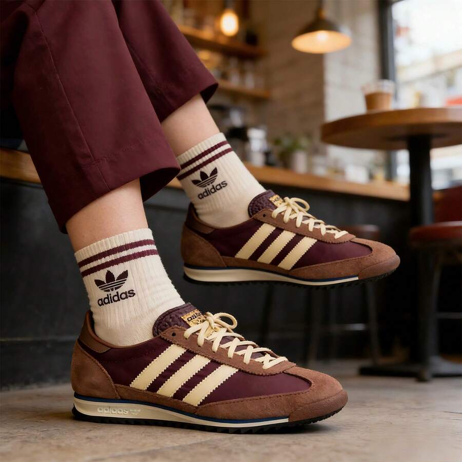 Adidas Originals 三葉草男鞋女鞋 SL 72 OG W 運動鞋輕便慢跑鞋低筒耐磨休閒鞋 IE3425 - 棕色 - 查看 1