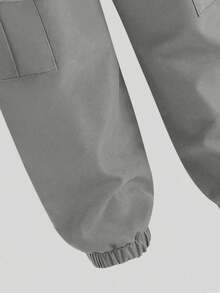 Young Boy Cartoon Print Round Neck Short Sleeve Top And Cargo Pants Set - Black - View 6