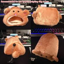 1个棕色仓鼠冬季保暖吊床，可爱熊形小屋带床垫，适合小型动物，仓鼠用品，宠物配件，仓鼠笼 - 彩色 - 查看 13