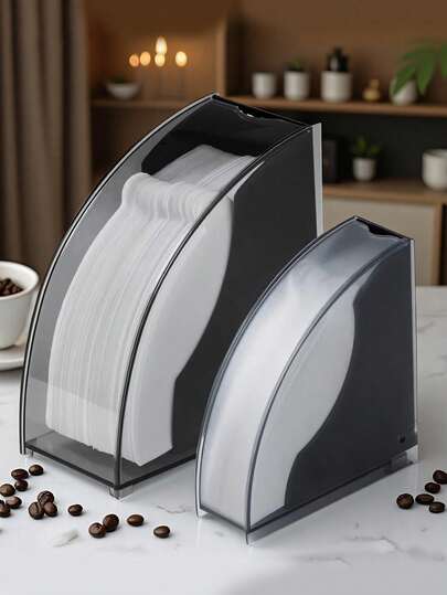 1pc Coffee Filter Paper Holder With Lid, Filter Paper Storage Box, Dust-Proof And Moisture-Proof, Coffee Station Organizer Rack, Suitable For Bar/Home/Office