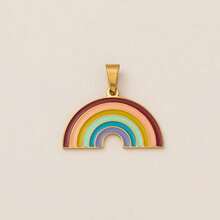 1pc New Fashionable Daily Gold Stainless Steel Star Rainbow Radiant Star Meteor Star Eye Pendant, Inlaid With Zirconia, Stainless Steel Plated With 18K Gold, Suitable For DIY Jewelry, Necklace, Bracelet Accessories, Earrings, Keychains, Bag Accessories, Women's Jewelry Accessories, Wallet Accessories, Pendants, Stainless Steel DIY Accessories - Multicolor - View 13