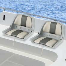 COSTWAY Folding Low Back Boat Seat With Mounting Hardware For Fishing, Grey - Grey - View 4
