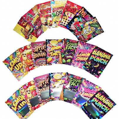 100个7*10厘米 鲜艳混色设计可重复密封铝箔袋 - 3D聚酯薄膜，防臭、防异味、防水，迷你小方袋，时尚全息彩色设计，适用于食品包装等，可重复使用食品储存袋