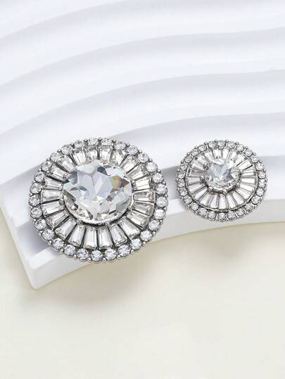 2pcs/Pack Luxury Metal Round Crystal Button, DIY Fashion Accessory For Sweater, Coat, Jacket, Scarf, Bouquet, Wedding Dress