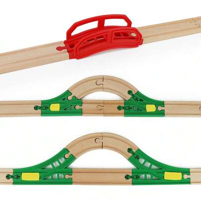 Train Track Expansion Pack – Includes Red Bridge, Switch Tracks & Connectors – Compatible With Most Train Sets And Tracks