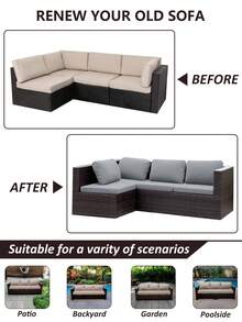 1pc High-Density Solid Color Milk Silk Outdoor Sofa Seat Cushion Cover, High Elasticity Removable Semi-Enclosed Sofa Cushion Cover, Suitable For Patio, Terrace, Garden Sofa - Light Grey - View 3