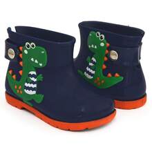 Galocha Infantil Masculino Menino Botinha Cano Baixo Antiderrapante Dinossauro Impermeável - Azul Marinho - Visão 6