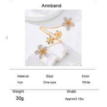 1件复古夸张油滴花卉缠绕不对称臂环手镯，适合旅行、度假、派对装扮 - 白色 - 查看 7