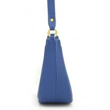 Kit Bolsa Meia Lua Feminina de Ombro Transversal + Carteira Emborrachada Impermeável - Azul - Visão 5