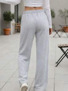 Wide Leg Sweatpants, Comfortable And Casual - 灰色 - 查看 4