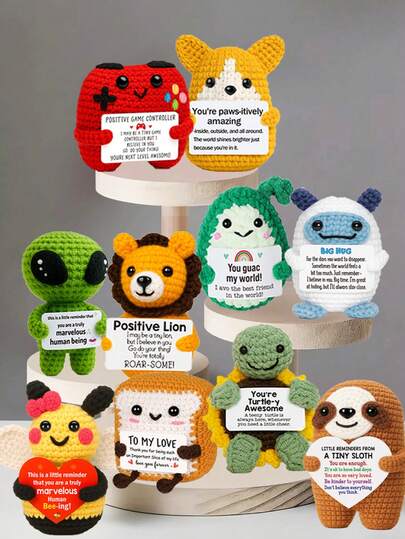 1件手工钩织桌面摆件，可爱毛绒娃娃，送给闺蜜、生日、女友、姐妹、妈妈、奶奶、同事、家人的礼物，传递正能量，母亲节礼物，柔软毛绒钥匙扣饰品