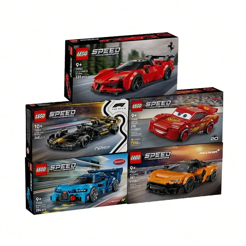 LEGO 乐高极速赛车系列 2026 年 1 月新品 | 5 件套装组合 (77252/77253/77254/77255/77257) - 超级跑车和赛车经典拼搭套装 - 彩色 - 查看 1