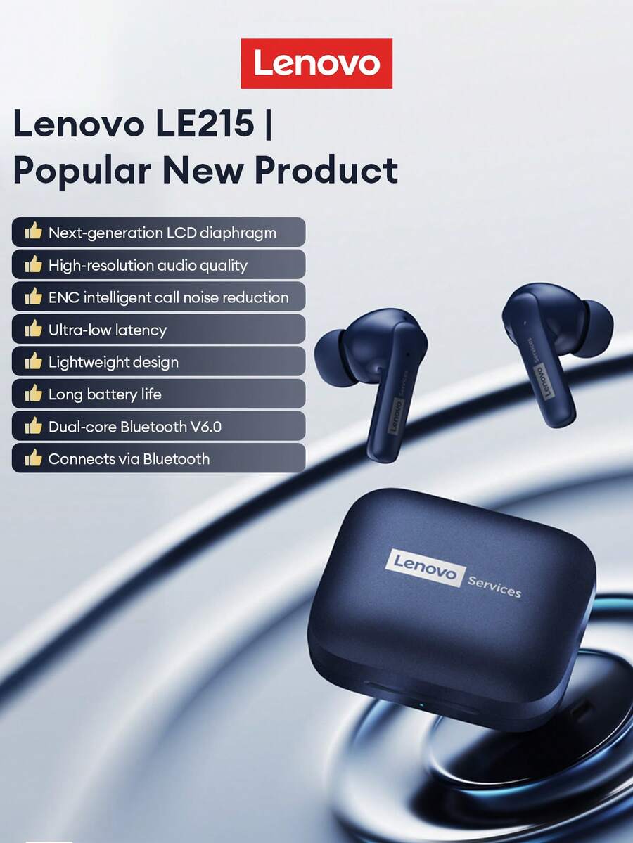 Lenovo 联想 LE215 商务简约蓝牙耳机,高品质音乐,ENC 智能通话,降噪功能,超低延迟,超长续航,蓝牙 V6.0,硅胶耳塞,佩戴舒适,适合运动、跑步、办公、学习等多种场合,兼容智能手机和电脑,是理想的礼物之选。 - 藏蓝色 - 查看 1