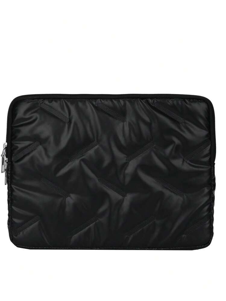 Solid Color Minimalist Luxury Laptop Sleeve, Multi-Size Notebook Tablet Carrying Case - Black - View 2